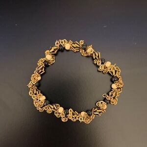 Gold and Black Beaded Chain Bracelet